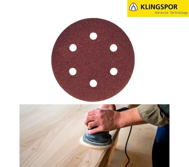 150mm Dry Sanding Discs 5in Sandpaper Hook & Loop No Hole 40 - 400 Grit 6 Hole