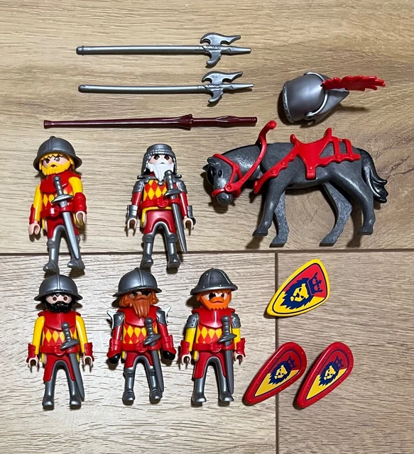  PLAYMOBIL 5 RITTER + 1 Pferd rot-gelb #1,Löwenritter,Königsritter,5740 Illustration 