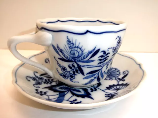 Blue Danube Tea Cup and Saucer Set Blue Onion Vintage Japan RECTANGLE STAMP