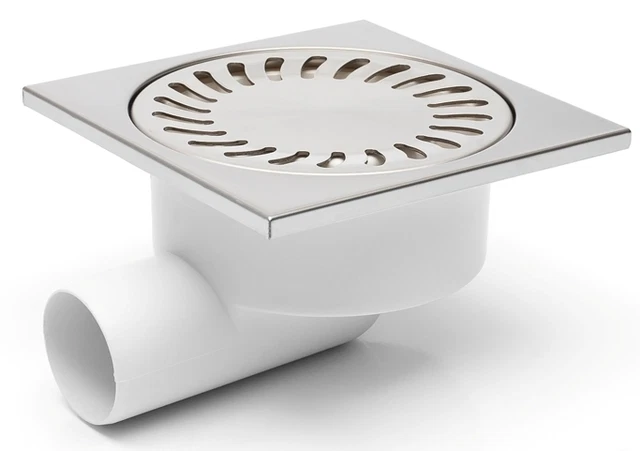 Sipon De Douche Inox – Carré 150x150 Mm – Anti-odeur – évacuation Sol – 326XN
