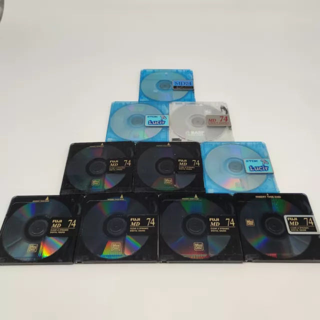 10x MDs Mix Minidisc MD 74 Minidisk BLANKDISC Leer  74 Min. bespielt Händler