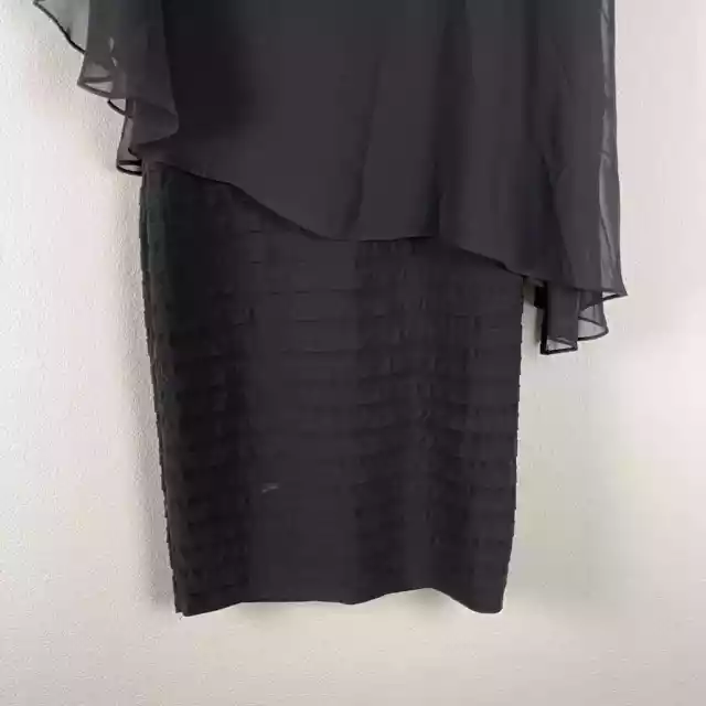Adrianna Papell Eclipse Chiffon Dress 10 Black Sheath Banded Asymmetrical 3