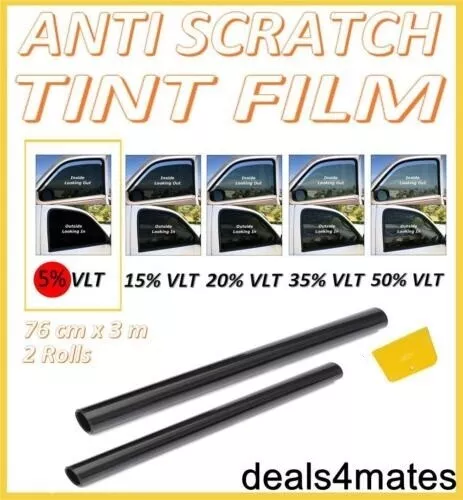 PRO QUALITY LIMO BLACK 5% CAR WINDOW TINT ROLL 6M x 76CM FILM TINTING