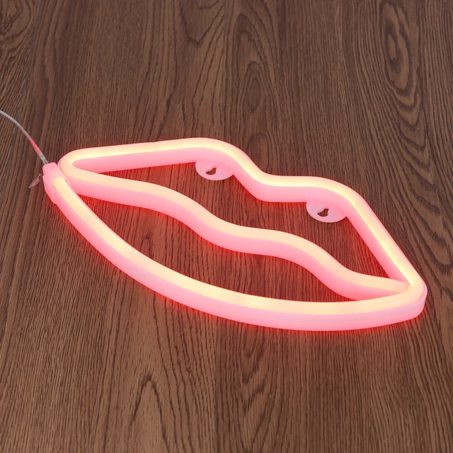 PARTY NEON LIGHTS Decoration Red Lip Kiss Picture Window Miss £14.68