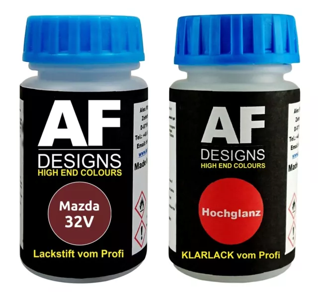 Lackstift F�R Mazda 32V Copper Red Perl + Klarlack Autolack Basislack SET