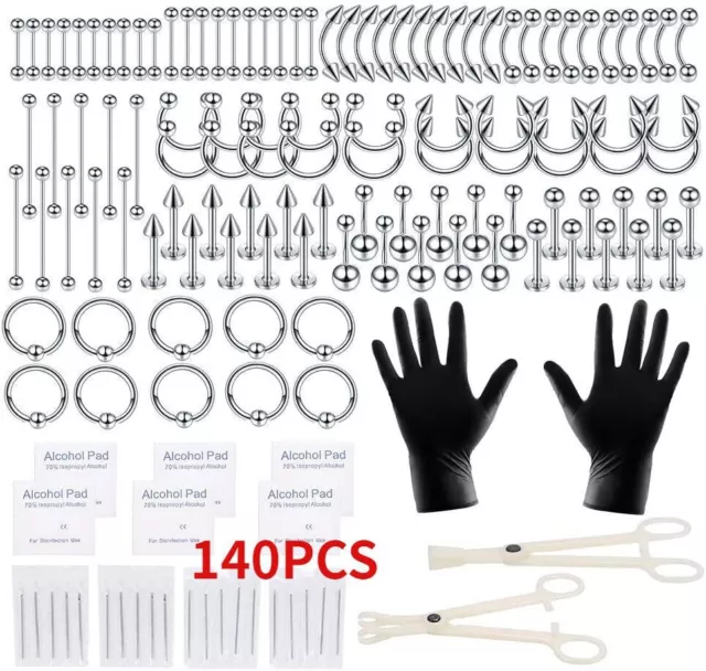 Professional Body Piercing Tool Kit Ear Lip Tongue Nose Navel Nipple Ring 2