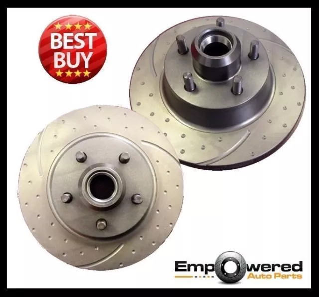 DIMPLED SLOTTED FRONT DISC BRAKE ROTORS for Holden Commodore VN V8 1988-1991