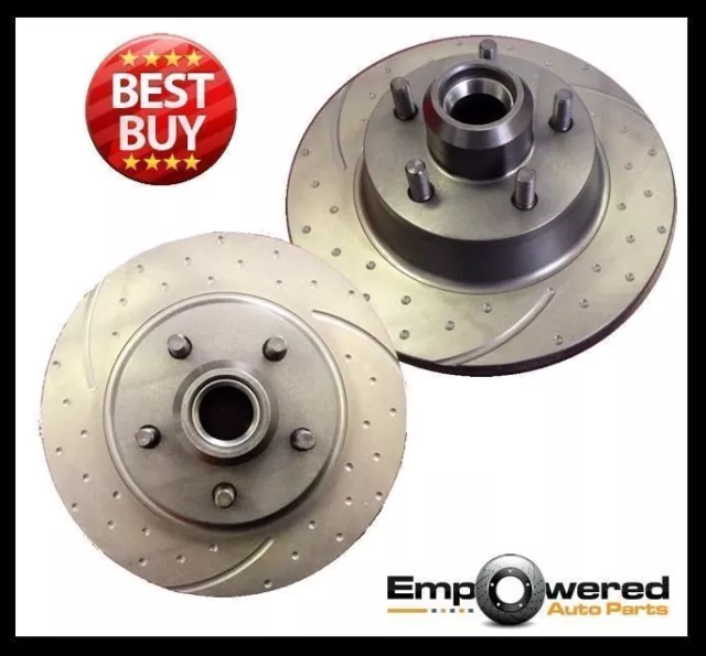 Dimpled & Slotted Front Disc Brake Rotors For Holden Commodore Vn V8 1988-1991