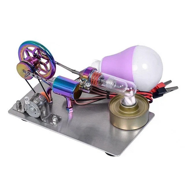 Modèle De Moteur Stirling En Métal – Expérience Physique Générateur – Déco Scientifique éducative – Entièrement Métallique, Finition Argentée