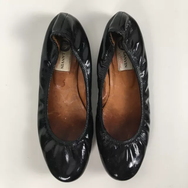 LANVIN Patent Leather Ballet Flats, Women's 38.5 EU/ 8 US Black 3