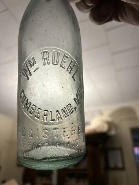 W N Ruehl Blob Top Bottle Cumberland Md Maryland Rare