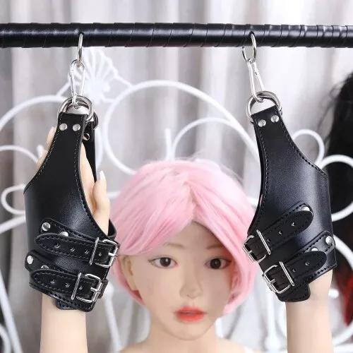 Leather Hang on Door Gloves Bondage Handcuffs for Sex Swing Suspension Hand Cuff