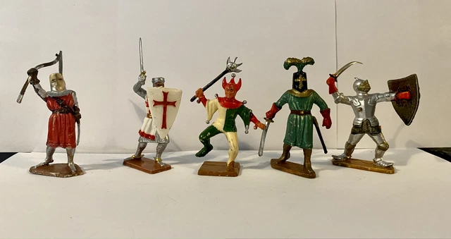 Starlux Ancien - Magnifique lot de 5 Soldats Moyen-Age - 6 cm