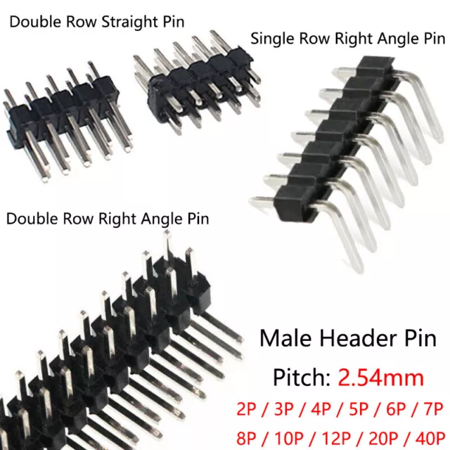 2.54mm Pitch 2*2-2*40 Pins PCB Male Header Pin Connector Double Or Single Row