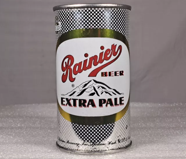 Old Rainier Extra Pale Beer Flat Top Can + Vanity Lid Sicks Spokane WA 118-26 BO