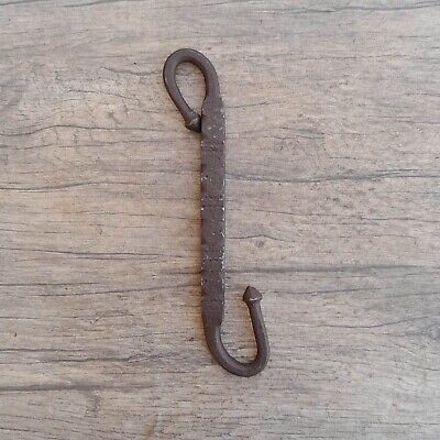 Vtg Victorian iron fireplace plant porch hook hand forged filing hand engraved