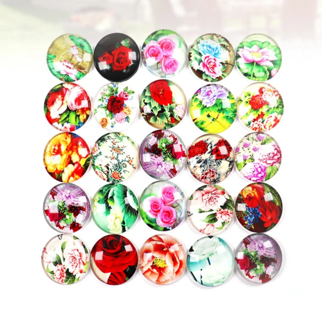 2x Flatback Cabochons Dome Cabochons Glas Snap Charme Schmuck 7