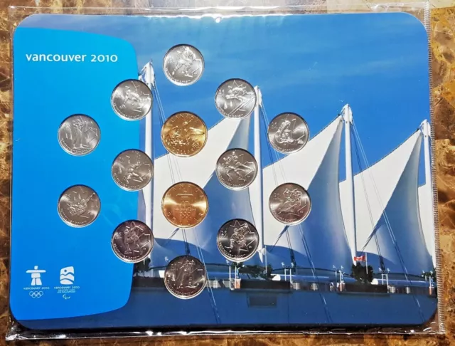 Canada 2010 Vancouver Olympic 14 Coin Proof Like Set in Original Packaging!!