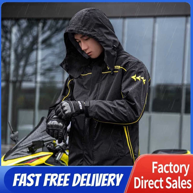 SULAITE Motorcycle Hooded Raincoat Pants Waterproof Reflective Rain Cover (L)