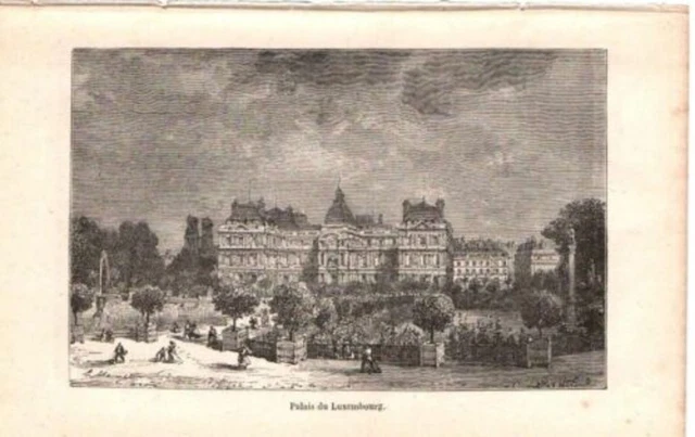 GRAVURE SUR BOIS 19ème PALAIS DU LUXEMBOURG PARIS