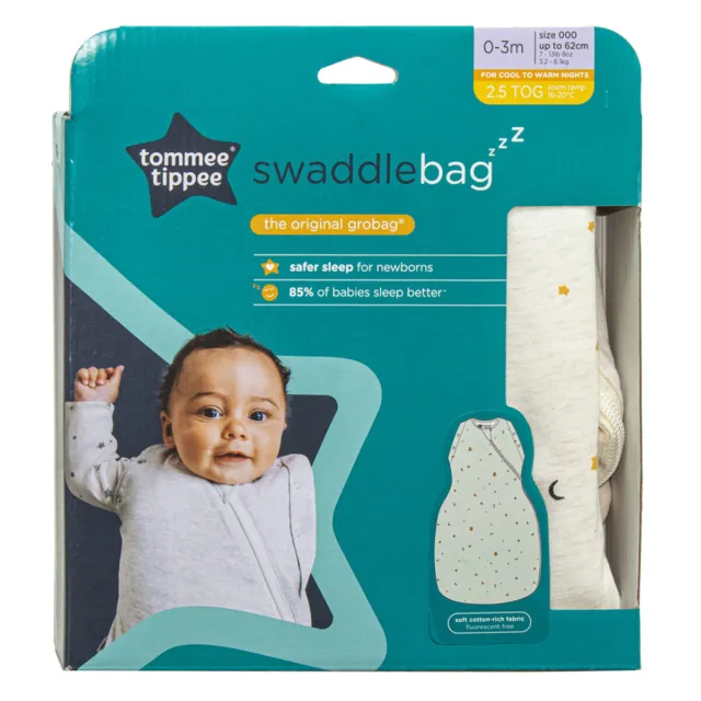 Tommee Tippee SWAD BAG 2.5T OATMEAL STAR For Cool to Warm Nights Baby Ages 0-3m