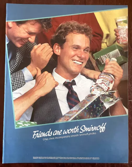 1986 SMIRNOFF VODKA Vintage Print Ad Friends Party Gift