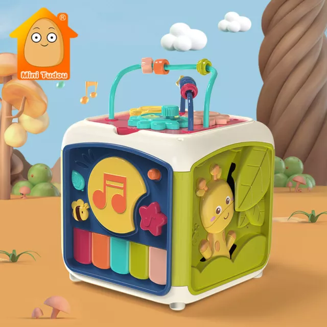 Activity Cube Montessori Shape Matching Sorting Stacking Musical Flash Piano Toy