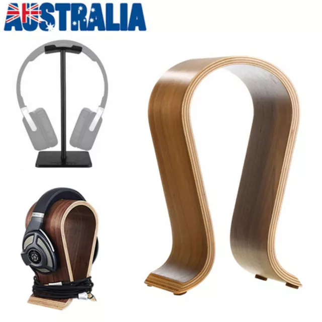 Wooden Headphone Stand Wood Headset Display Rack For Desk Home Dorm Office Cafe