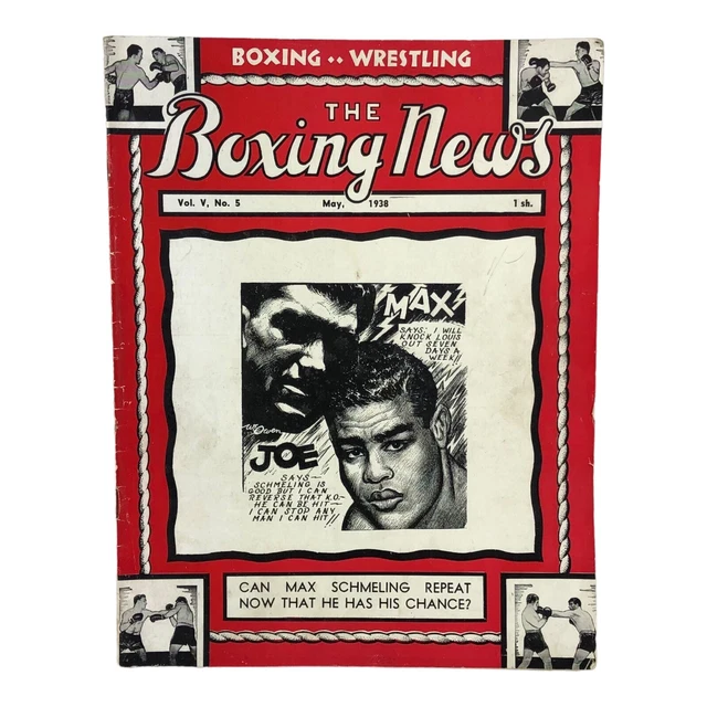 Vintage The Boxing News Magazine Joe Louis Max Schmeling Fred Apostoli May 1938