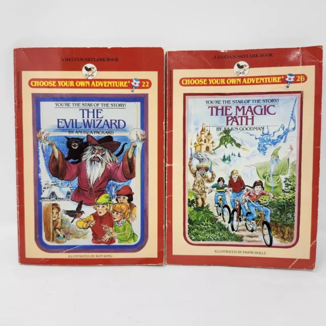 Lot of 2 Choose Your Own Adventure #22 & #26 - Thr Evil Wizard & The Magic Path