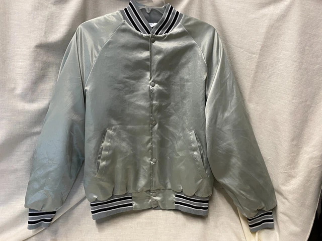 Vintage West Arc  Snap Front Satin Bomber Jacket size L Canadian Border Ryden