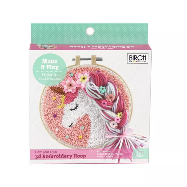 Birch Punch Needle Kit Kids Beginner Unicorn Inc Threads 15x24cm