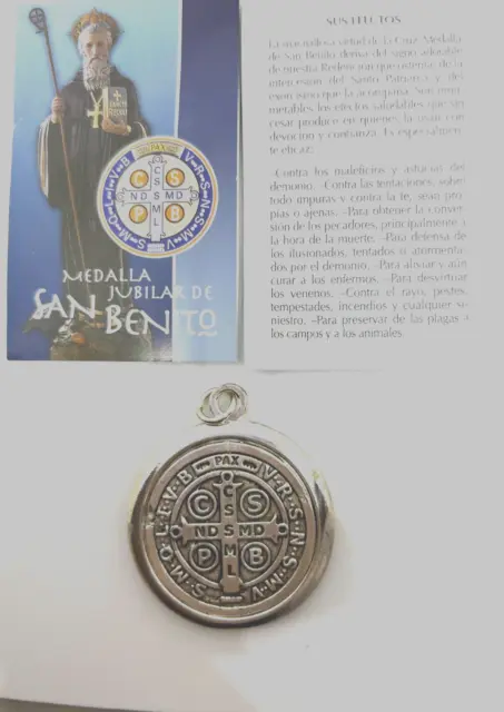 Colgante Medalla San Benito Abad Cruz Tono Meseta Plata - San Benito 12028S