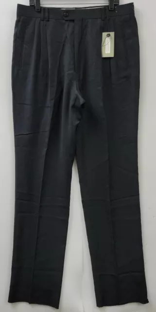 Louis Raphael Mens 34x32 Tailored Gray Stretch Fabric Flat front Dress  Pants NWT