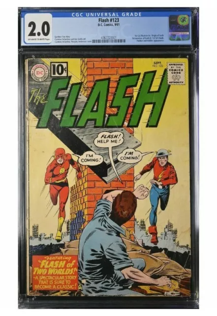 The Flash #123 CGC 2.0 1st Silver Age 1961 Golden GA SA of Two Worlds