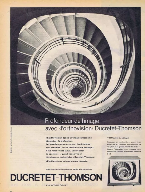 PUBLICITE ADVERTISING 045 1959 DUCRETET-THOMSON l'Orthovision téléviseur