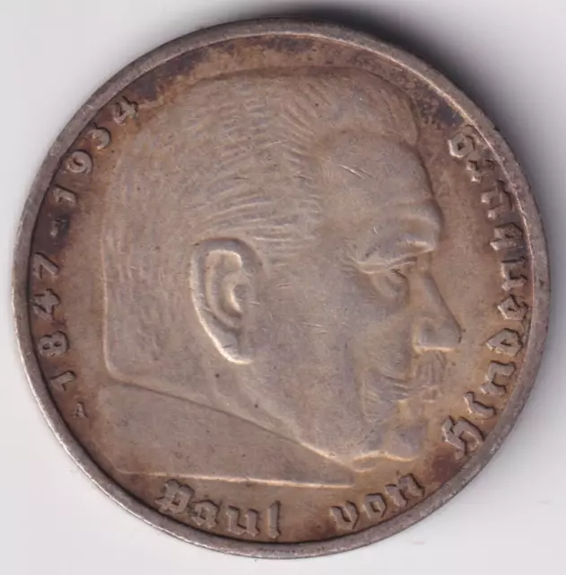 1936 Hindenburg 5 Mark German Silver Coin Auction Starts At £1