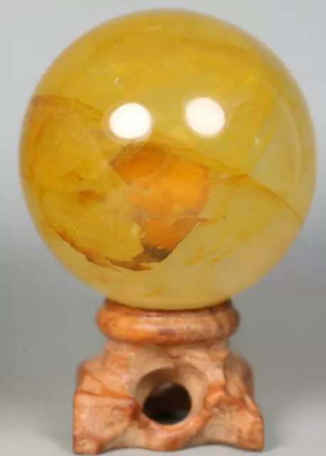 NATURAL Yellow PHANTOM MULTI-INCLUSIONS Rainbow CRYSTAL polishing sphere Ball