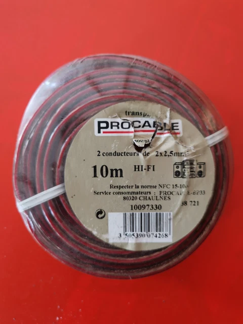 Câble Enceintes 10m 2x2.5mm² – Cuivre OFC Transparent, DCSk