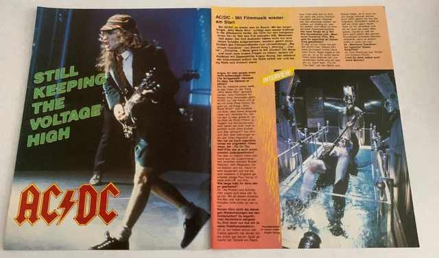 AC/DC METAL HAMMER Magazine 1986 3 Page Article In German Angus Young ...
