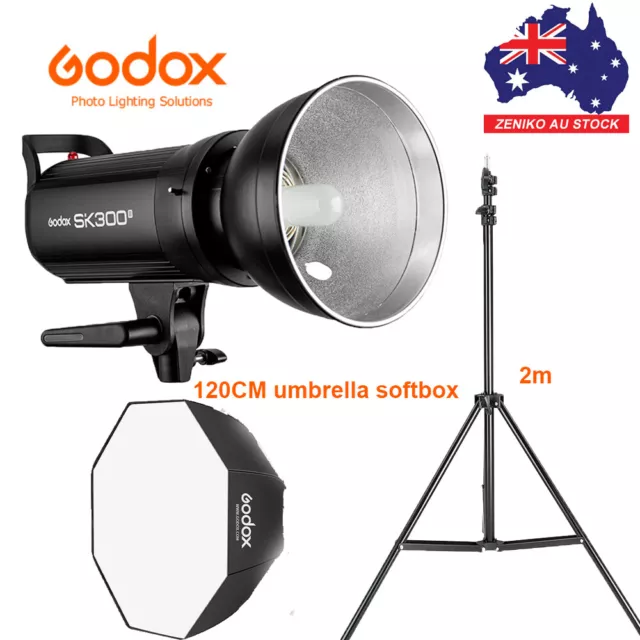 Godox SK300II Camera Flash Studio Strobe Head Light with 120CM softbox+2m stand