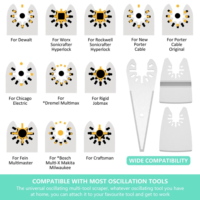 Oscillating Scraper 14PCS OSCILLATING MULTITOOL Blade Stainless Steel Rigid Scraper High ...