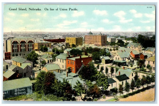 1910 Aerial View Of On Line Of Union Pacific Grand Island Nebraska NE Postcard