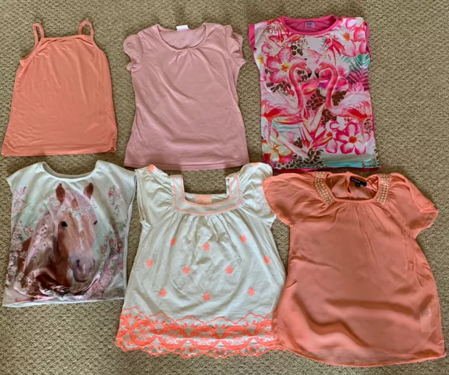 Girls’ Summer Shirt Sleeve T Bundle 6 Items Age 7-8 Years Peaches Pinks