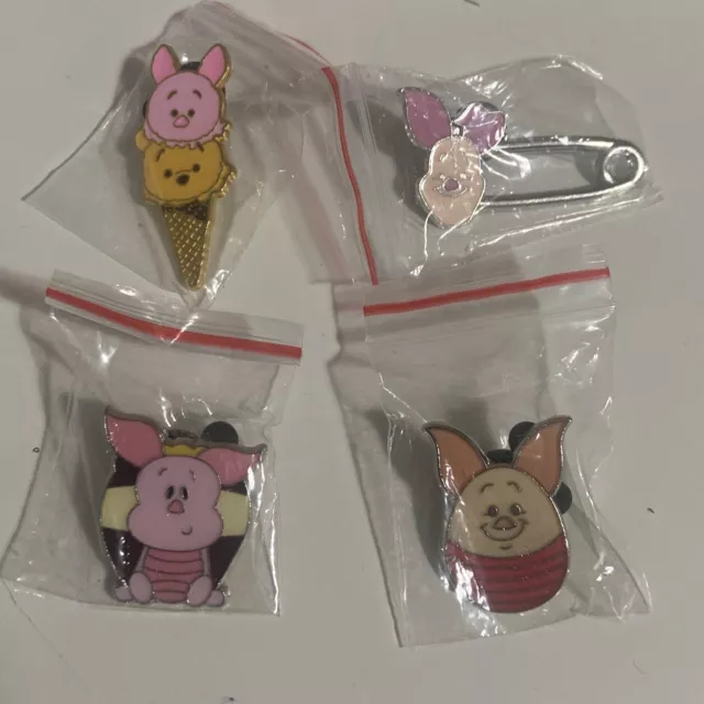 Disney PIGLET WINNIE POOH pin lot of 4