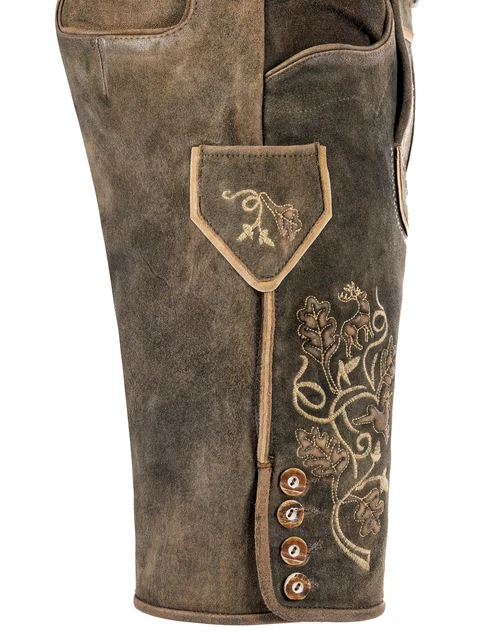 Pantaloni folcloristici in pelle corti Dominik nocciola 3