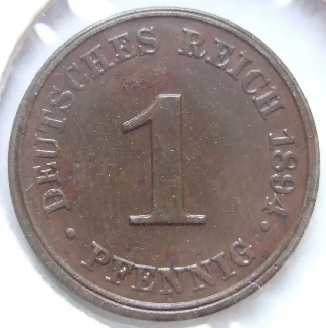 Moneta Reich Tedesco Impero Tedesco 1 Pfennig 1894 J IN Extremely fine