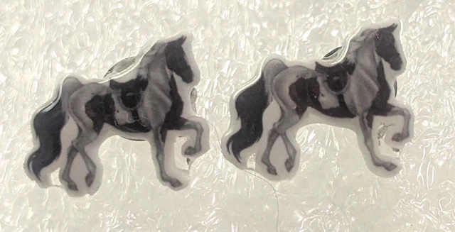 Horse Gaited Walking Teeny Tiny Flat Acrylic Post Stud Earrings Jewelry