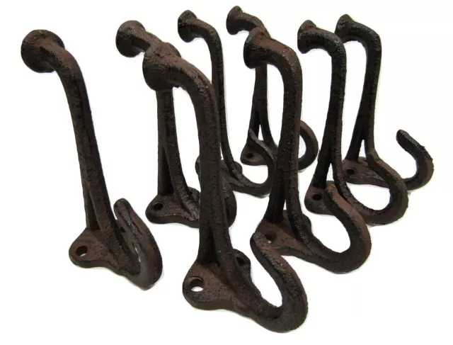 Lot 8 New Antique-Style Rustic Flat Top Hat Coat Hooks Cast Iron Wall Mount