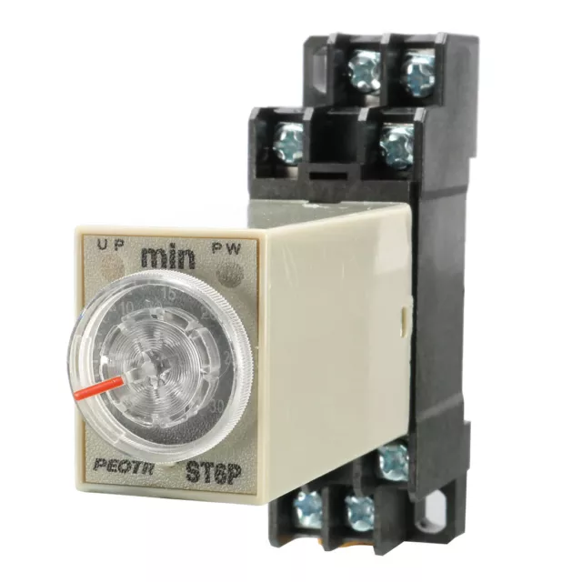 AC 220V 30Min 0-30 Minute Delay Timer Time Relay H3Y-2 + 8 Pin DIN Rail Socket